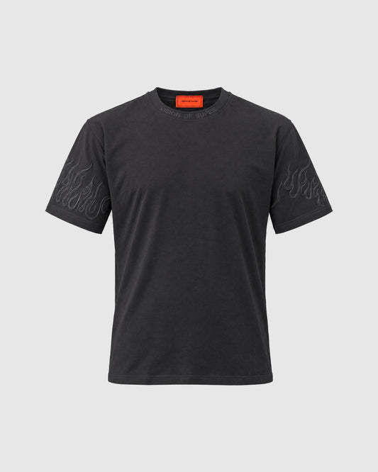 T-shirt with flames on the sleeves – Black S | Vision of Super