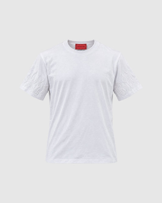 T-shirt con fiamme sulle maniche – Bianco S | Vision of Super