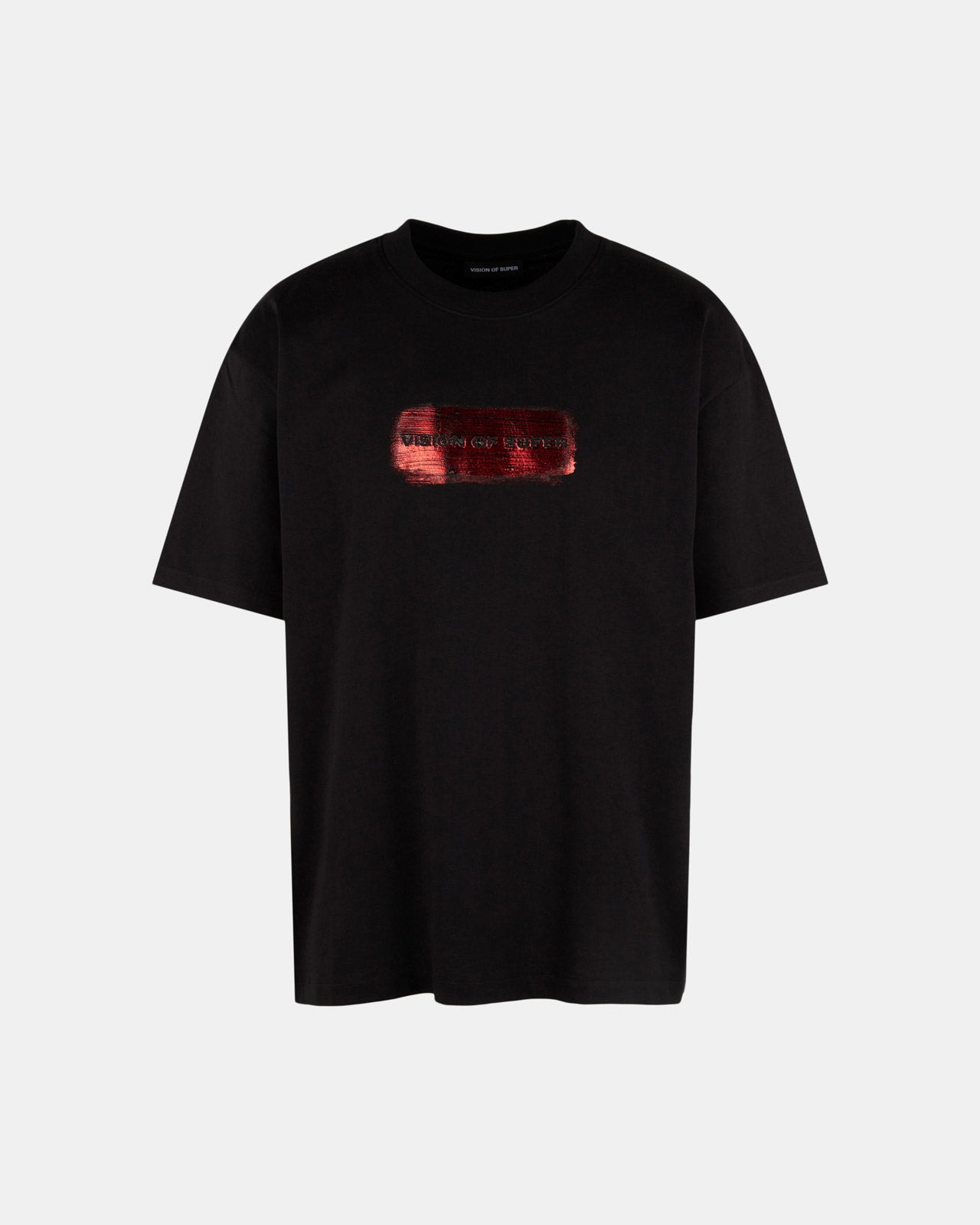 T-shirt Nera con Logo Rosso Spalmato