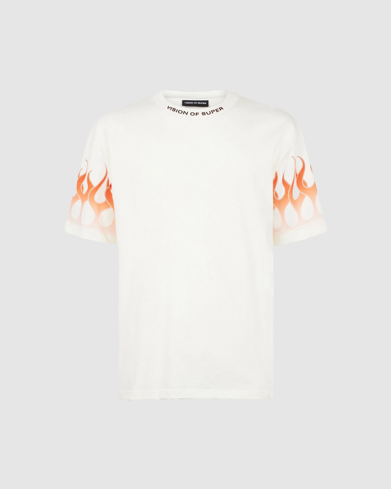 White T-shirt with Orange Flames