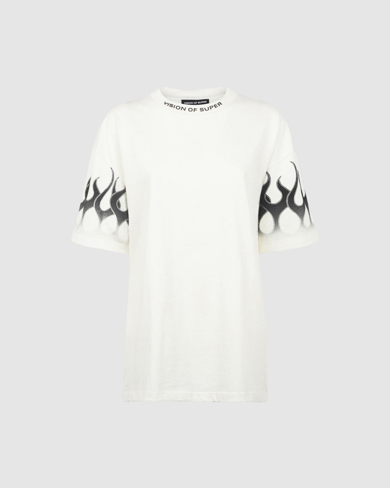 White T-shirt with Black Flames