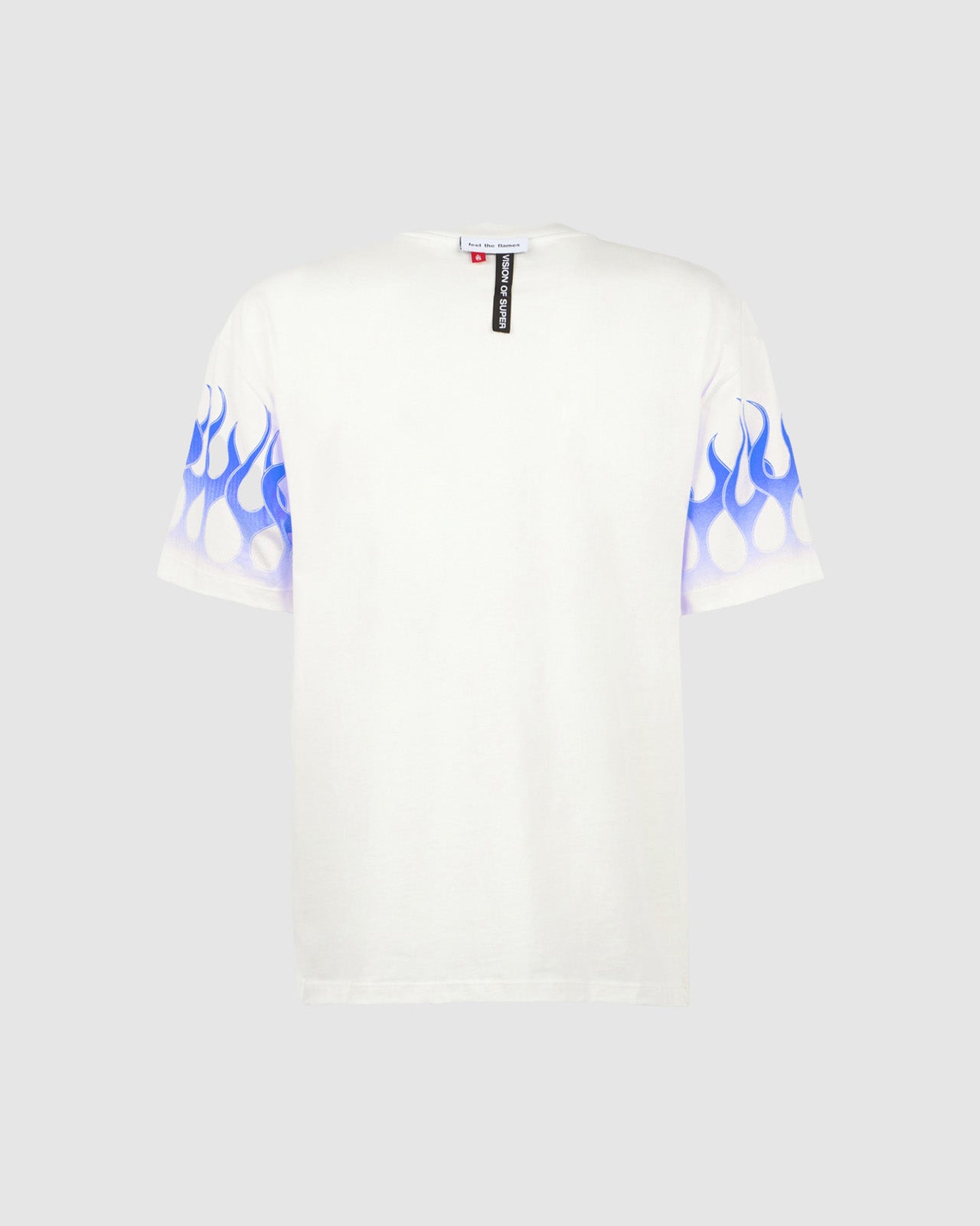 White T-shirt with Blue Flames