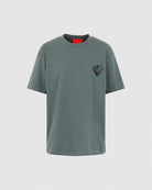 BALSAM GREEN T-SHIRT WITH EMBROIDERED FLAMING HEART - Vision of Super