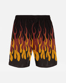 BLACK BEACHWEAR WITH PRINTED FLAMES - Vision of Super