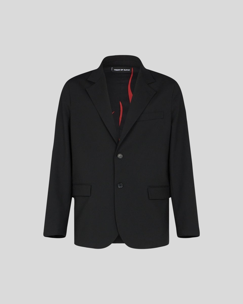 BLACK BLAZER WITH INTERNAL FLAMES - Vision of Super