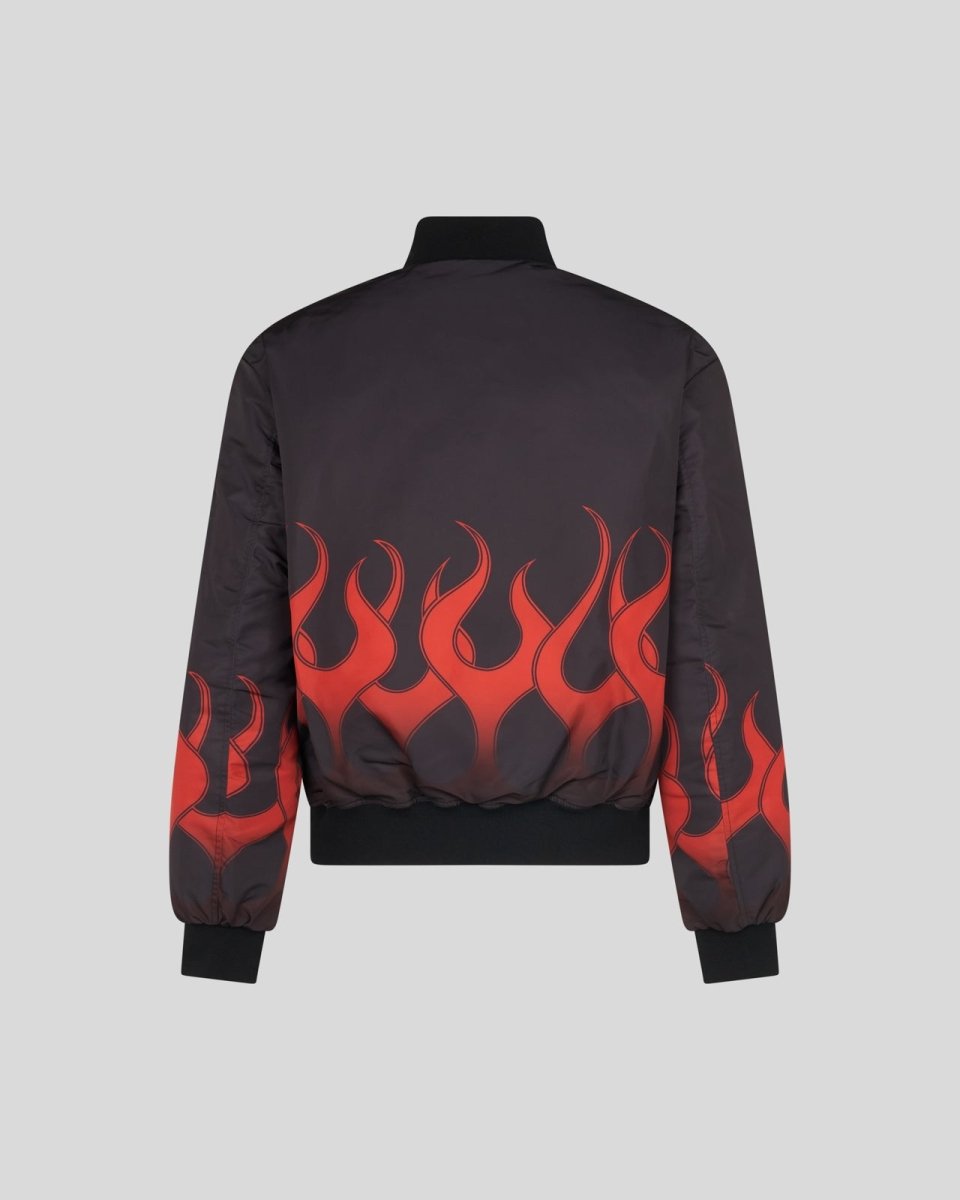 BLACK BOMBER WITH RED PRINT FLAMES - Vision of Super