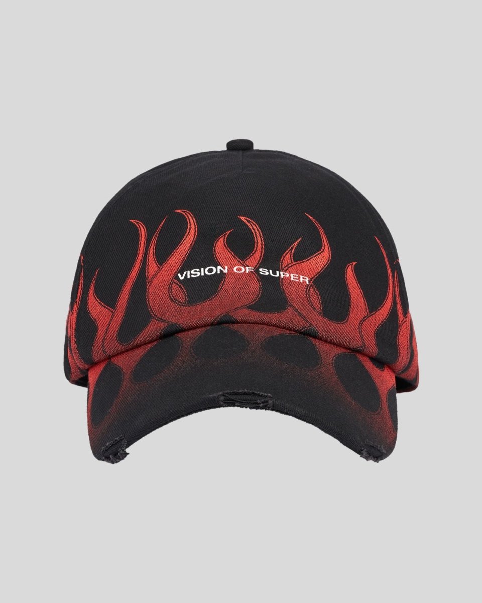 BLACK CAP WITH RED FLAMES - Vision of Super