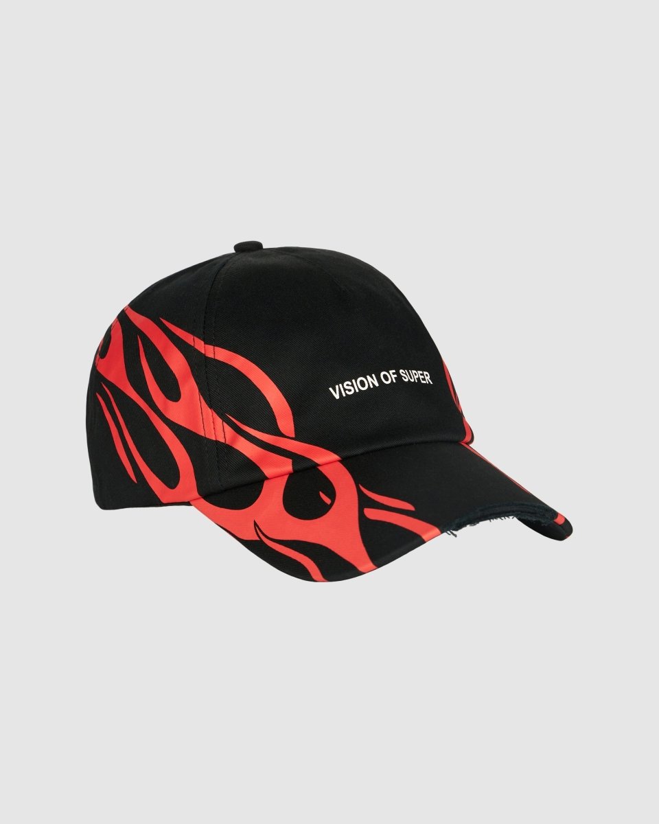 Black Cap with Red Tribal Print - Vision of Super