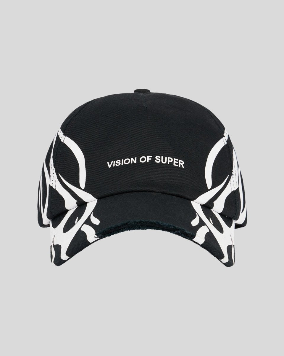 BLACK CAP WITH WHITE TRIBAL PRINT - Vision of Super