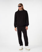 BLACK CREWNECK WITH BLACK EMBROIDERED FLAMES - Vision of Super