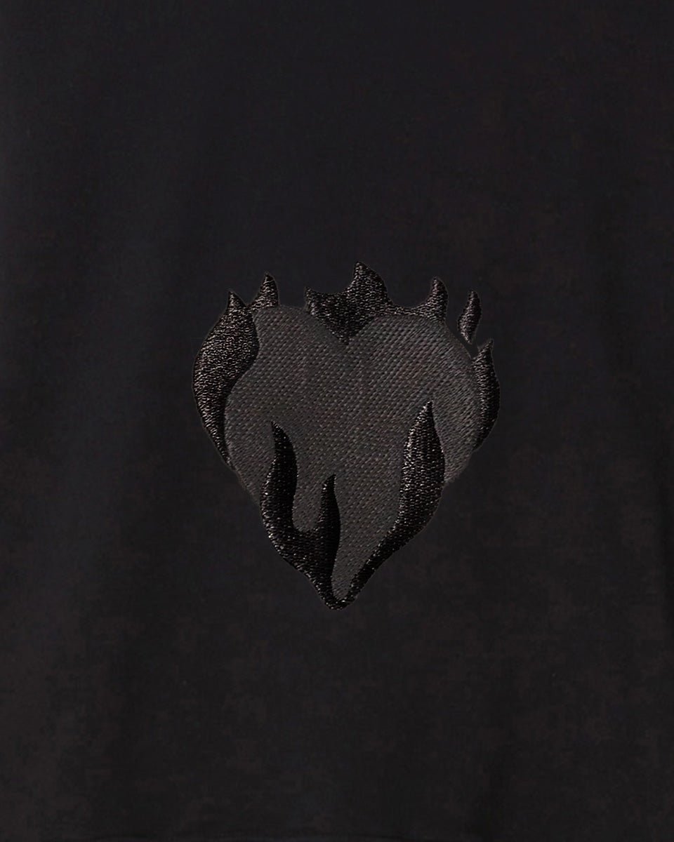 BLACK CREWNECK WITH EMBROIDERED FLAMING HEART - Vision of Super