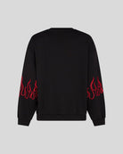 BLACK CREWNECK WITH RED EMBROIDERED FLAMES - Vision of Super