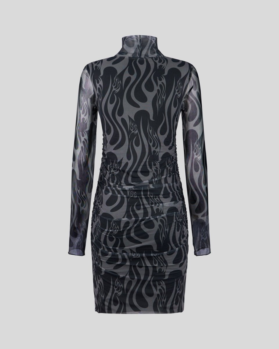 BLACK DRESS WITH ALLOVER FLAMES - Vision of Super