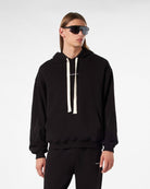 BLACK HOODIE WITH BLACK EMBROIDERED FLAMES - Vision of Super