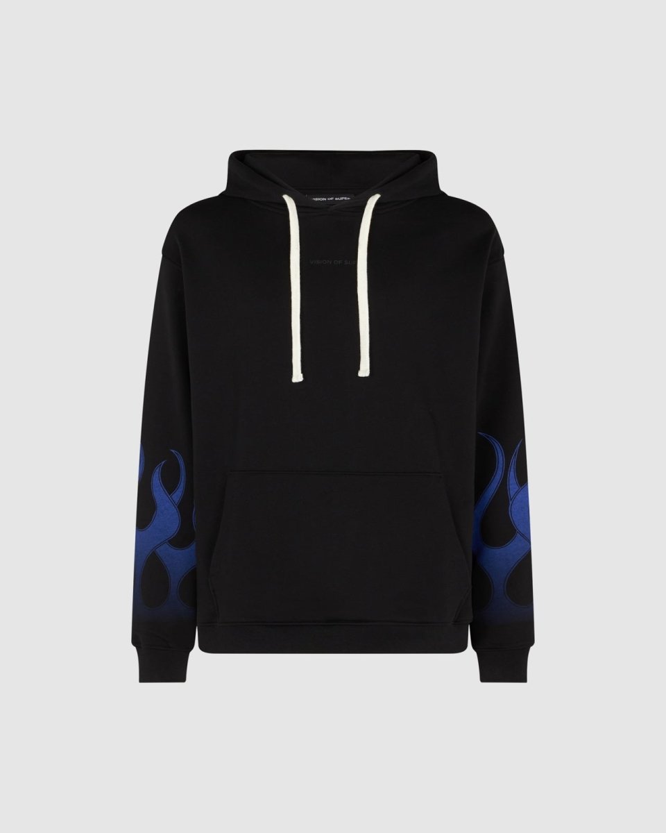 Black Hoodie with Blue Flames - Vision of Super