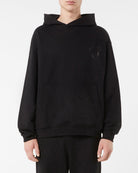 BLACK HOODIE WITH EMBROIDERED FLAMING HEART - Vision of Super