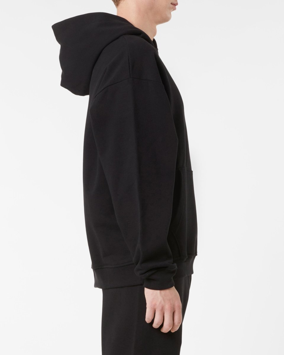 BLACK HOODIE WITH EMBROIDERED FLAMING HEART - Vision of Super