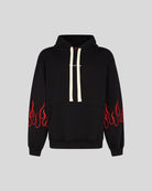 BLACK HOODIE WITH RED EMBROIDERED FLAMES - Vision of Super