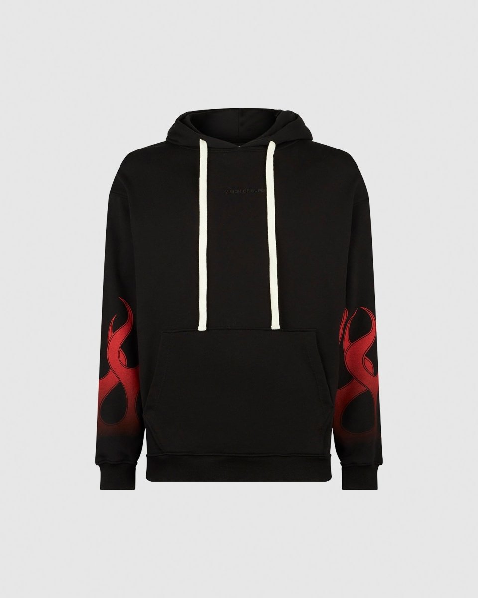 Black Hoodie with Red Flames - Vision of Super