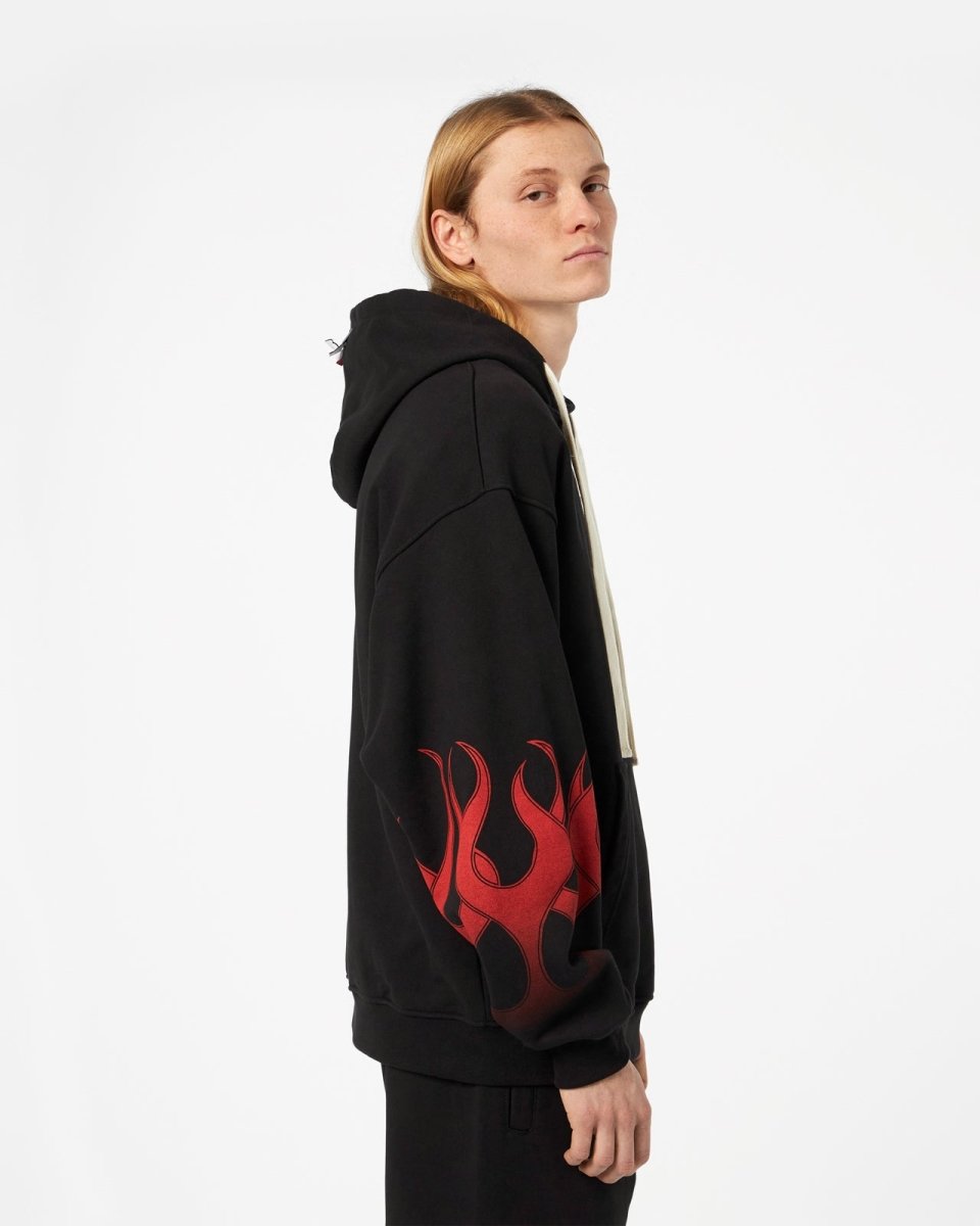 Black Hoodie with Red Flames - Vision of Super