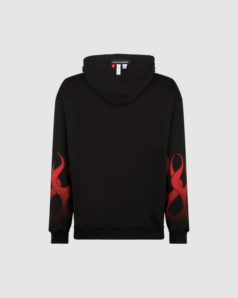 Black Hoodie with Red Flames - Vision of Super