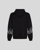 BLACK HOODIE WITH WHITE EMBROIDERED FLAMES - Vision of Super