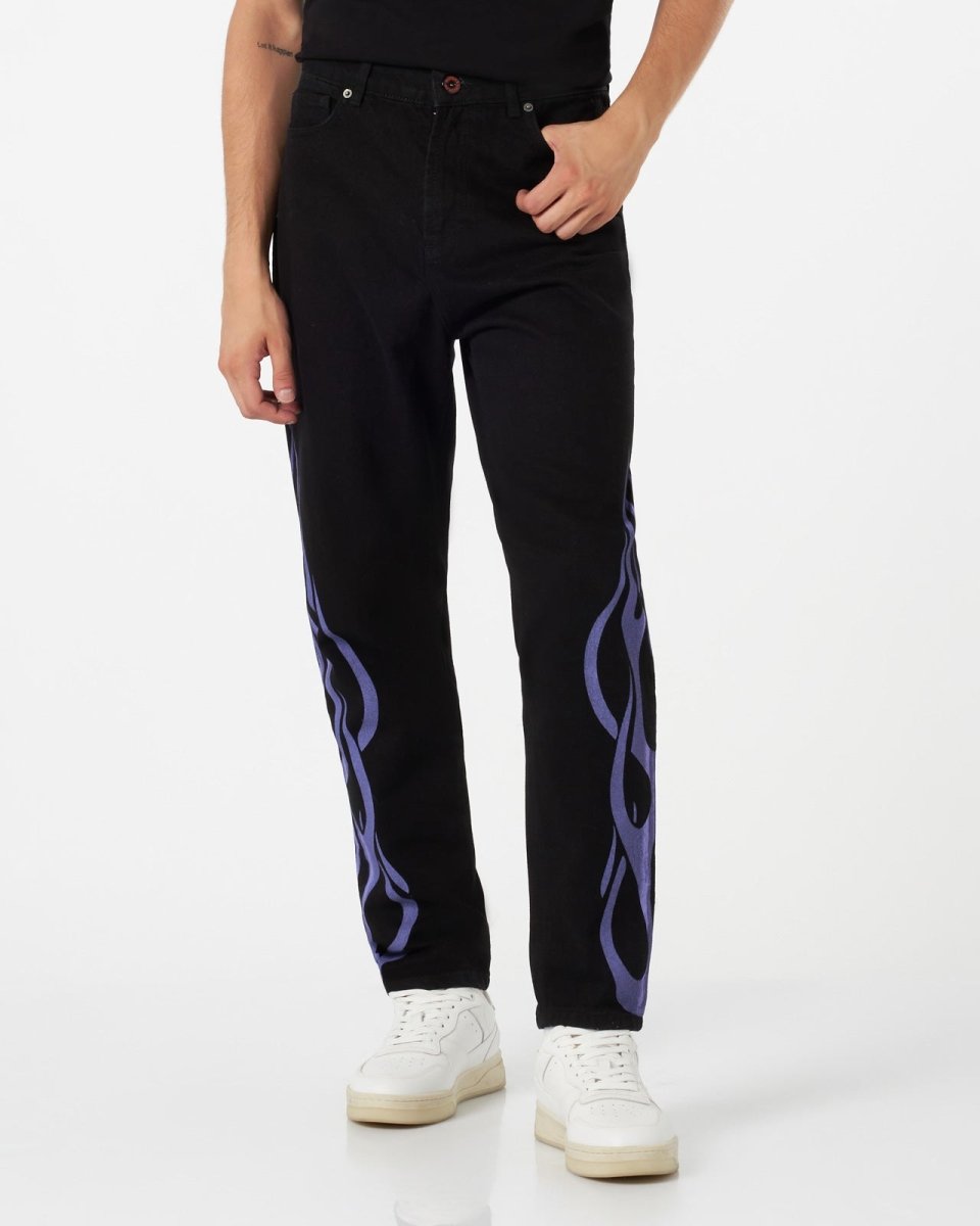 BLACK JEANS WITH PURPLE FLAMES - Vision of Super