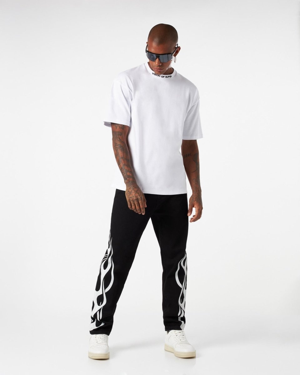 BLACK JEANS WITH WHITE FLAMES - Vision of Super