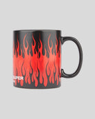 BLACK MUG WITH TRIPLE FLAMES AND LOGO PRINT - Vision of Super