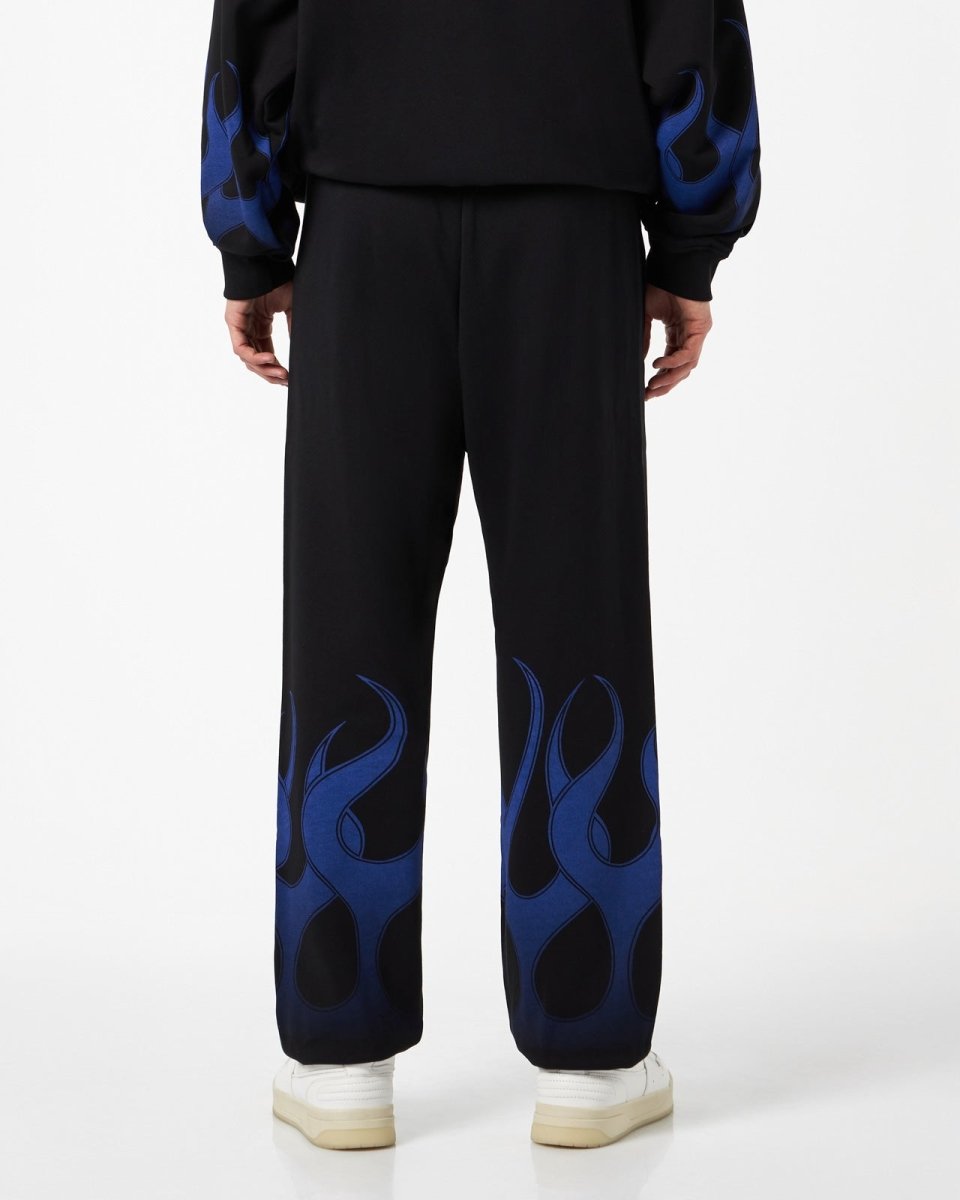 Black Pants with Blue Flames