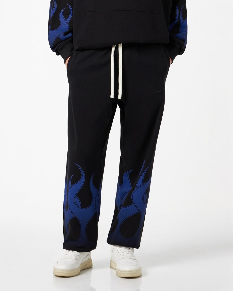 Black Pants with Blue Flames
