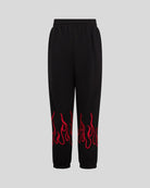 BLACK PANTS WITH RED EMBROIDERED FLAMES - Vision of Super