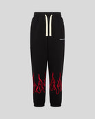 BLACK PANTS WITH RED EMBROIDERED FLAMES - Vision of Super