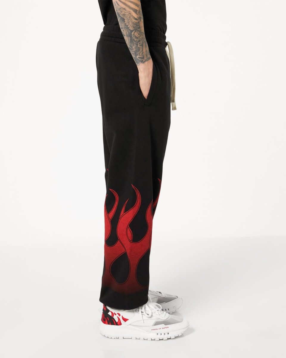 BLACK PANTS WITH RED FLAMES