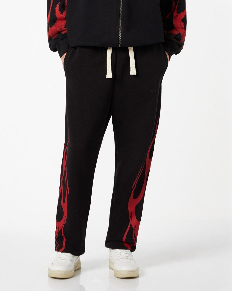 BLACK PANTS WITH RED FLAMES
