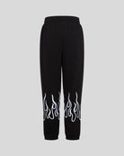 BLACK PANTS WITH WHITE EMBROIDERED FLAMES - Vision of Super