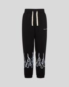 BLACK PANTS WITH WHITE EMBROIDERED FLAMES - Vision of Super