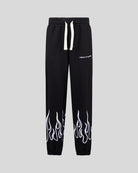 BLACK PANTS WITH WHITE EMBROIDERED FLAMES - Vision of Super