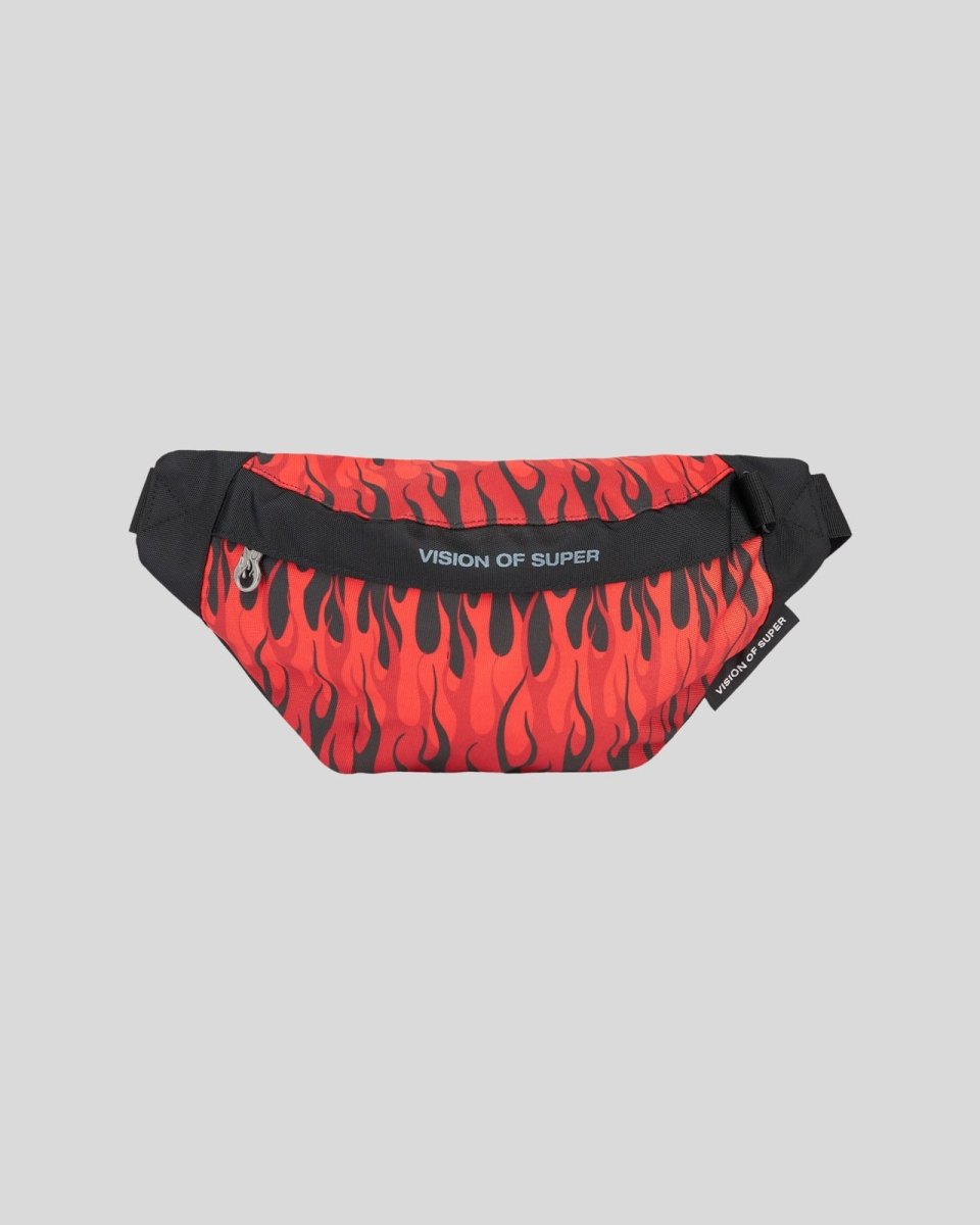 BLACK FANNY PACK WITH TRIPLE FLAMES