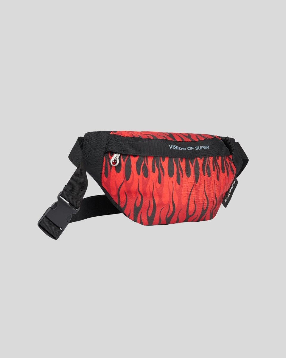 BLACK POUCH BAG WITH RED FLAMES AND GREY LOGO - Vision of Super