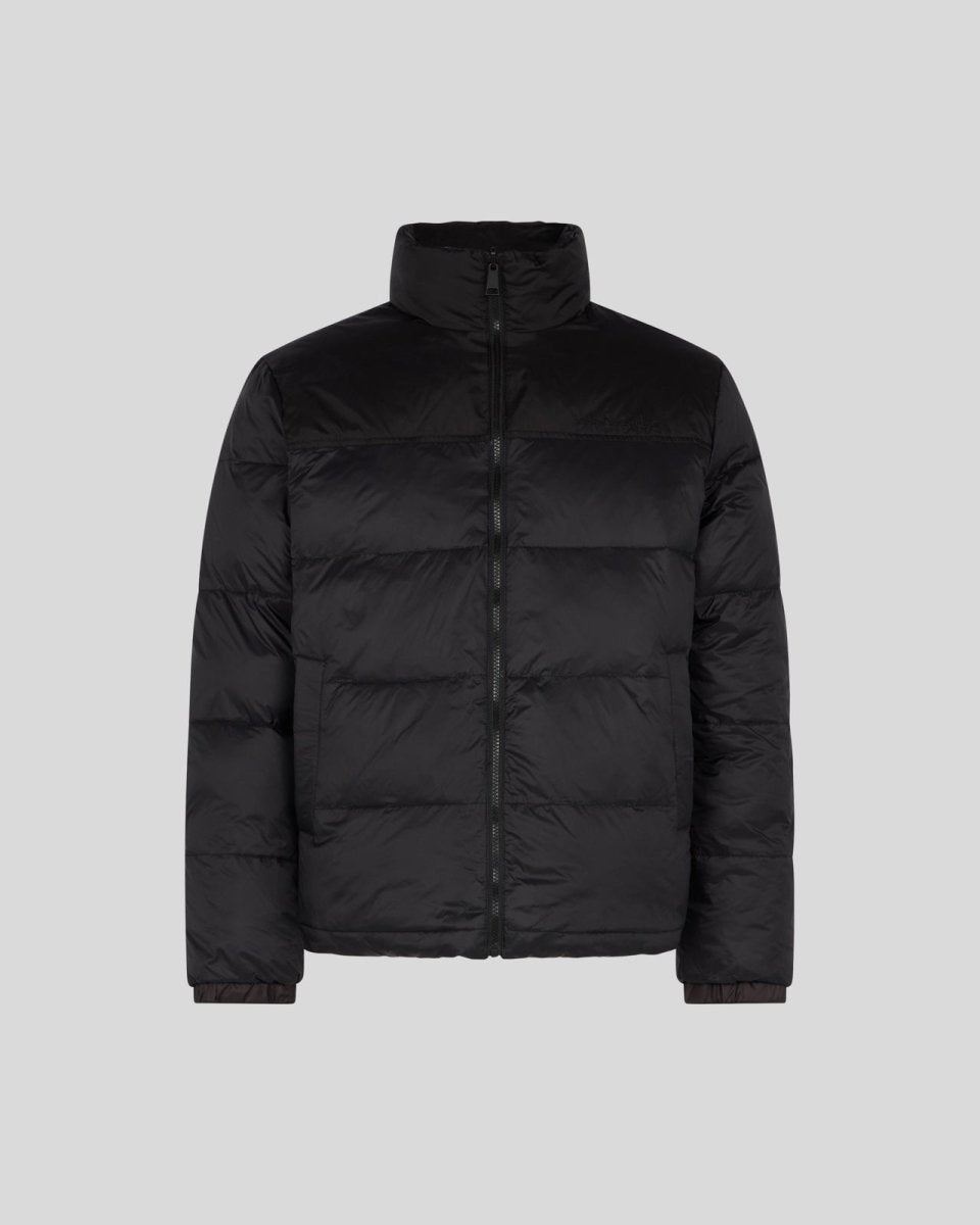 BLACK PUFFER JACKET WITH BLACK TRIPLE FLAMES