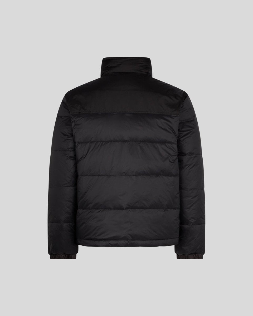 BLACK PUFFER JACKET WITH BLACK TRIPLE FLAMES