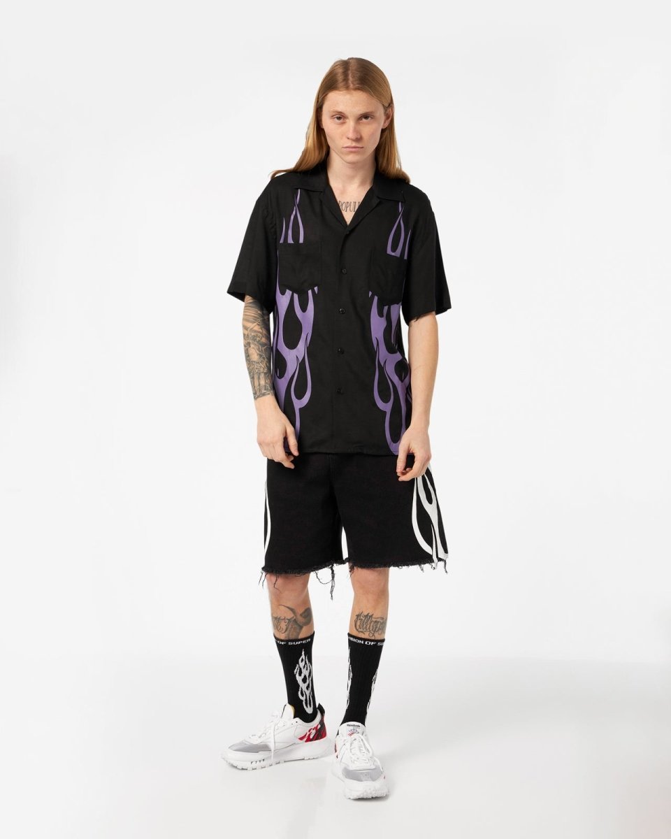 Black Shirt with Purple Tribal Flames - Vision of Super