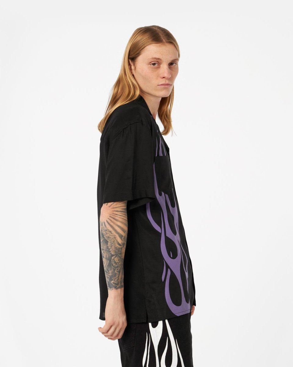Black Shirt with Purple Tribal Flames - Vision of Super