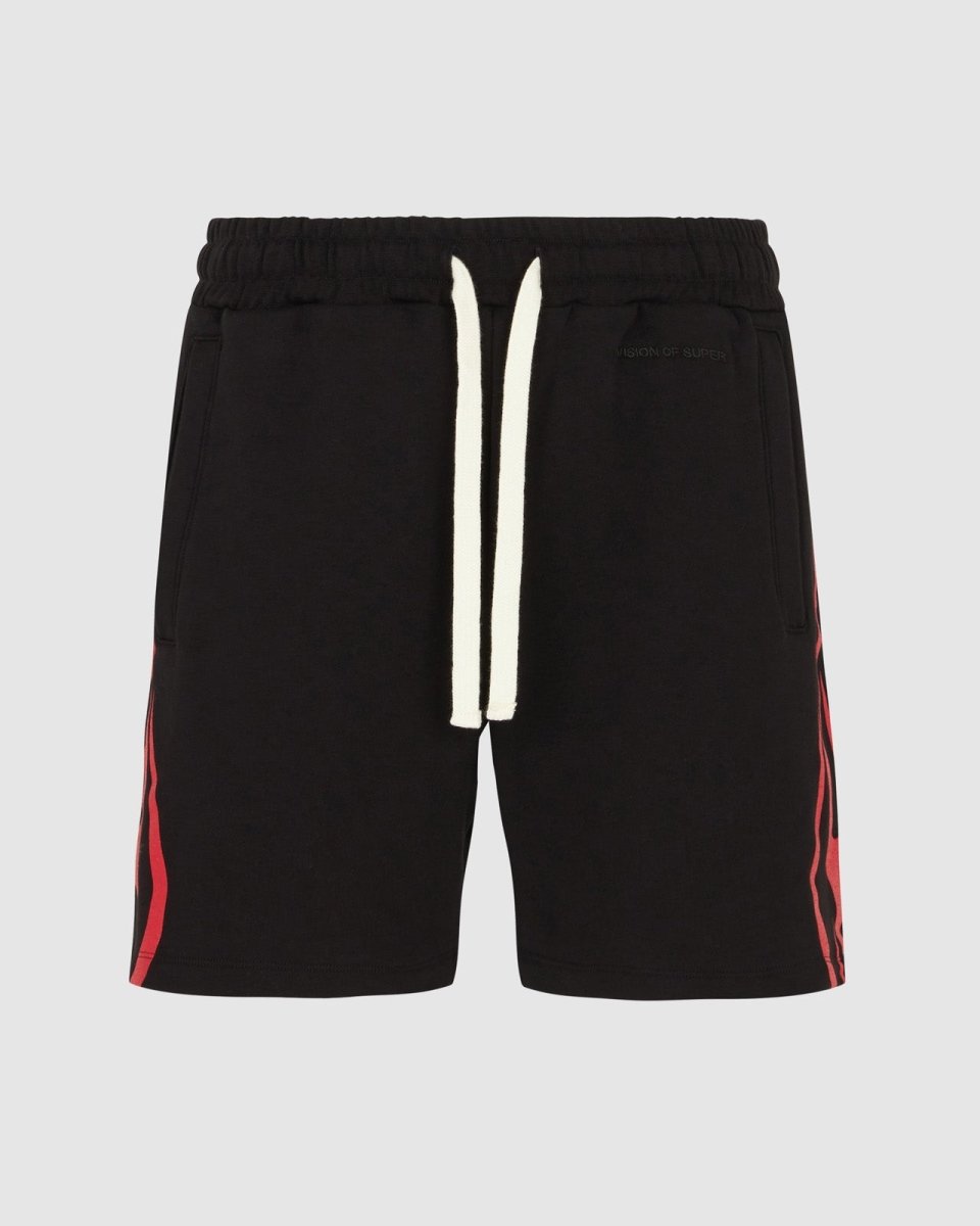 BLACK SHORTS WITH RED TRIBAL FLAMES