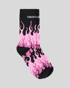 BLACK SOCKS WITH FUCHSIA TRIPLE FLAMES - Vision of Super