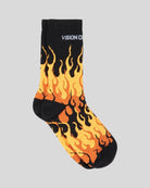 BLACK SOCKS WITH ORANGE TRIPLE FLAMES - Vision of Super