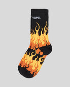 BLACK SOCKS WITH ORANGE TRIPLE FLAMES - Vision of Super