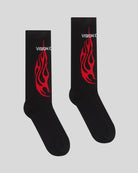 BLACK SOCKS WITH RED TRIBAL FLAMES - Vision of Super