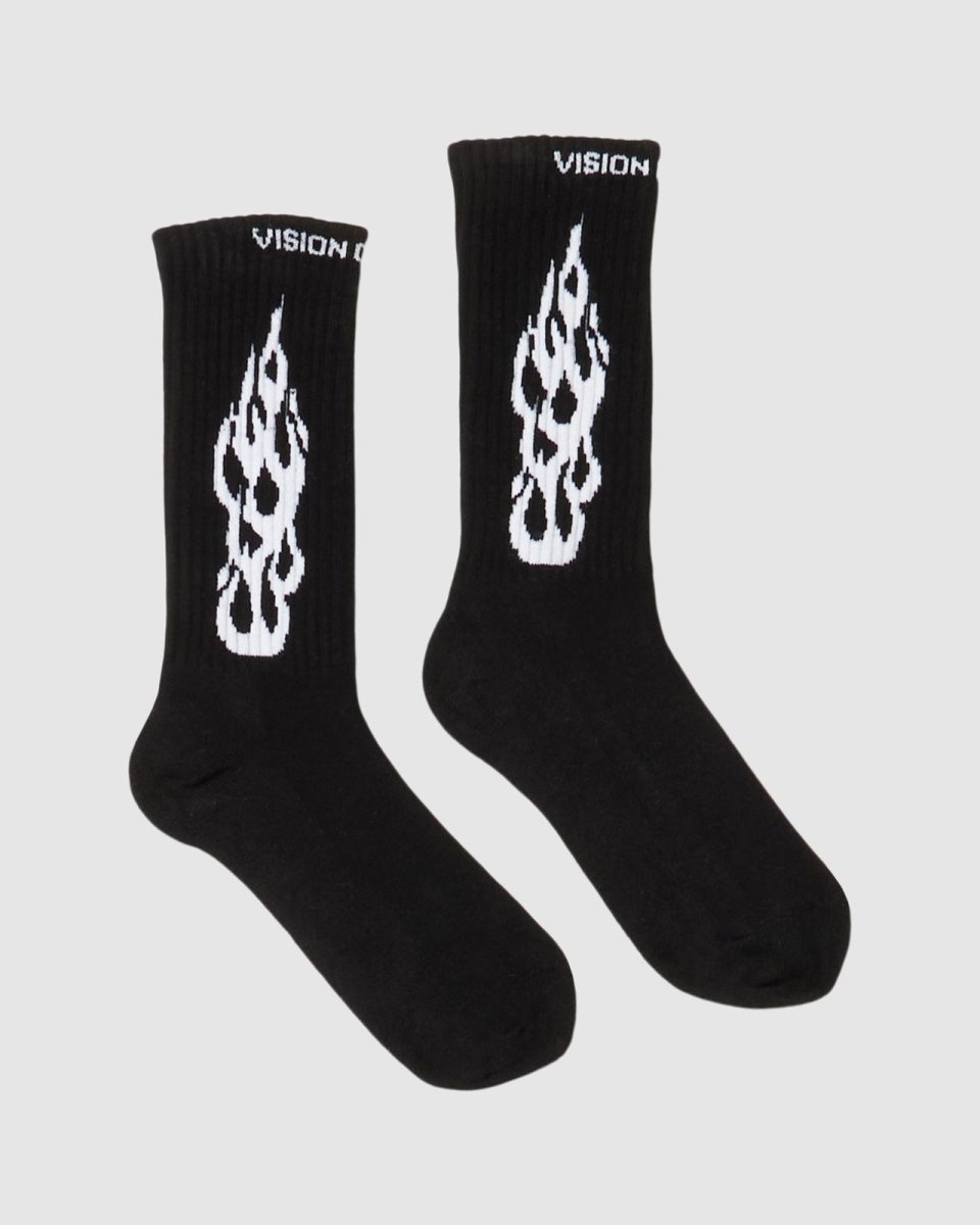 Black Socks with White Tribal Flames - Vision of Super